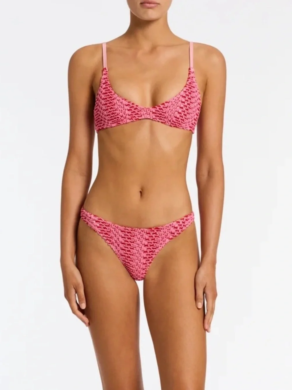 TRIANGL Pink Crochet Bikini Set – Small Top & Medium Bottom – Y2K Swimwear